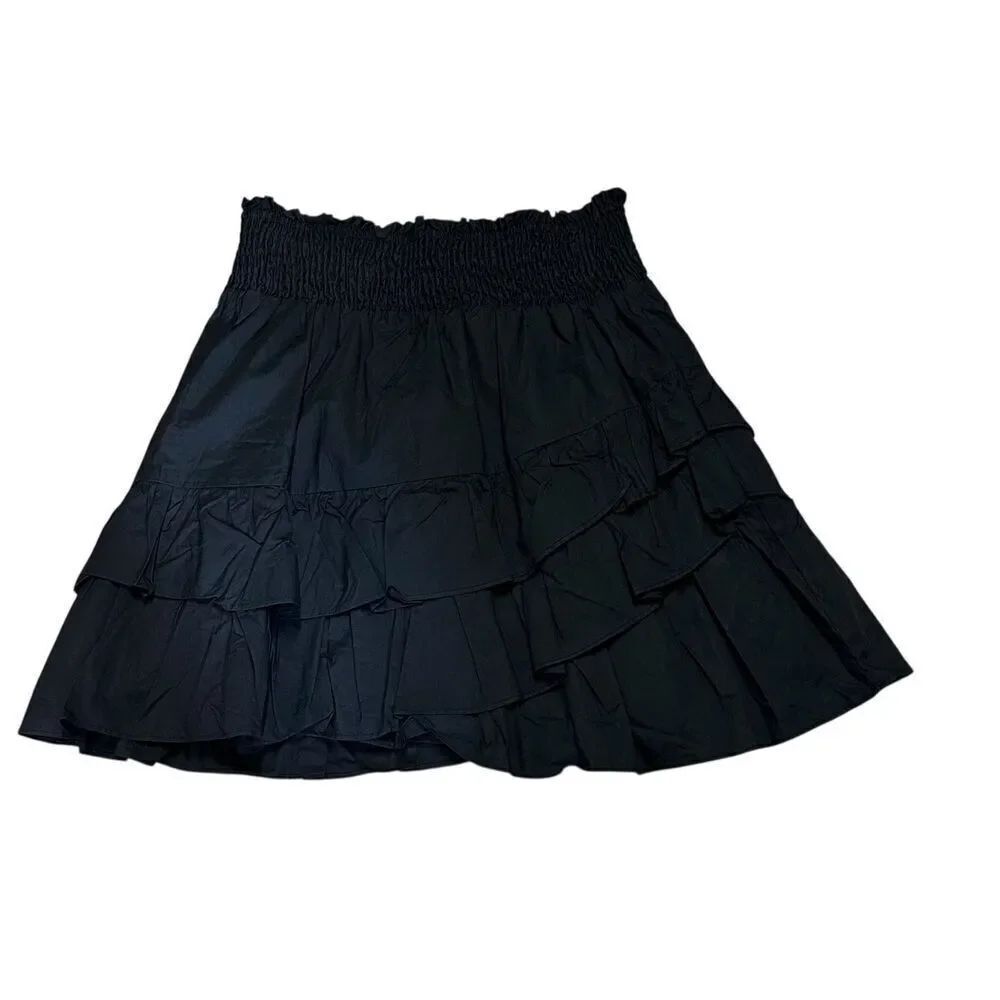 The Shirt by Rochelle Behrens Ruffled Mini Skirt in Black NWT Size Large